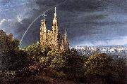 Karl friedrich schinkel Gothic Cathedral with Imperial Palace France oil painting artist